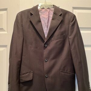 Mens Billy London Suit Jacket Size 38S Black with Gray Pinstripe